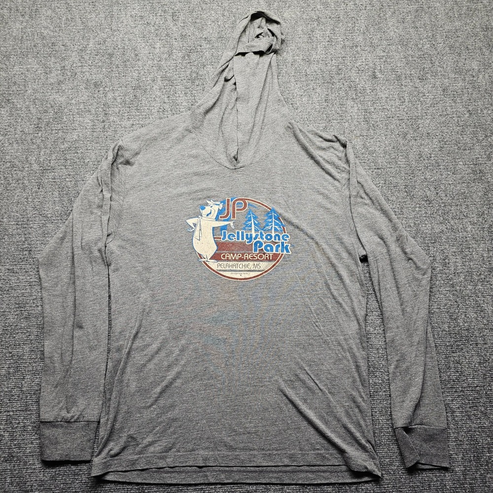Hanna-Barbera Yogi Bear Jellystone Park Hoodie T-Shirt Gray Mens Large L